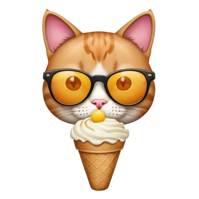 cat with sunglasses and an ice cream sticker