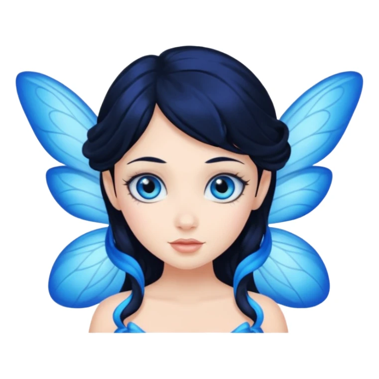 blue fairy with black hair and blue eyes sticker