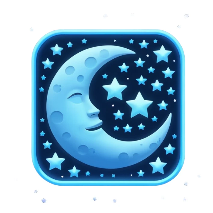 A square that reads "4 AM TYPING HAS ARRIVED" with a moon and stars behind it and glowing blue gradient text sticker