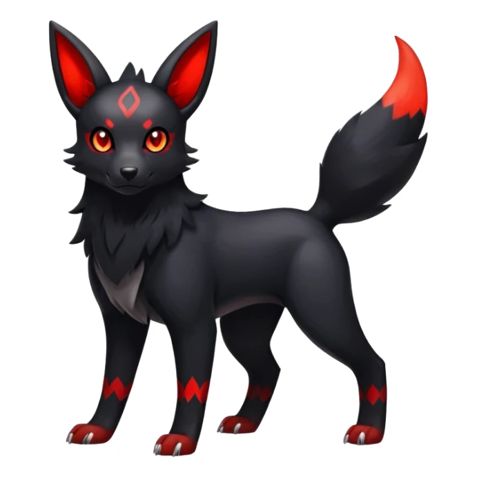Shiny Exotic Excessive Mysterious Umbreon-Houndour-Poochyena-Pokémon-Fakémon-hybrid-creature (full body) sticker