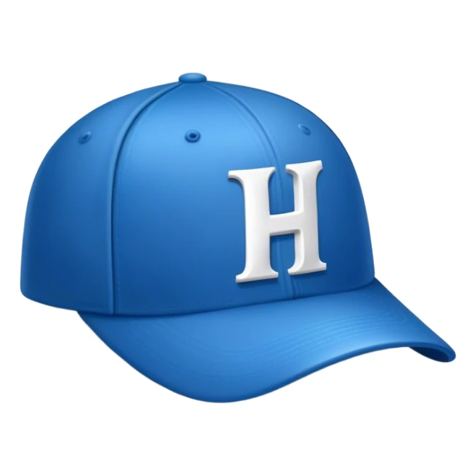 Blue baseball hat with white H on it. No person. Just hat.  sticker