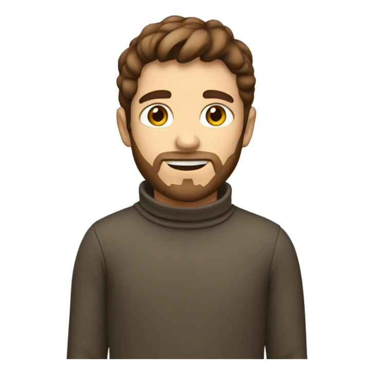 Boy developer with brown hair and beard in turtleneck sweater sticker
