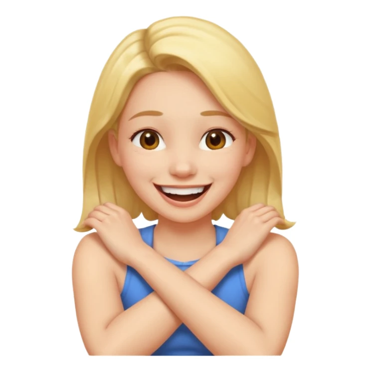 arms crossed holding neck laughing girl sticker