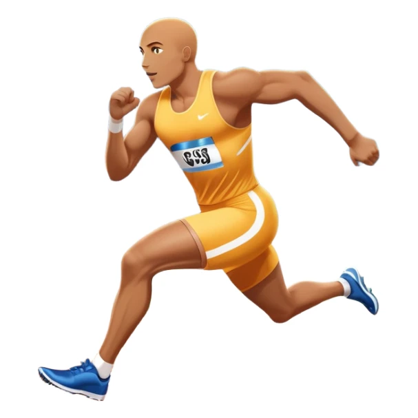An icon featuring The background showcases a vibrant stadium with cheering fans, bright lights, and a clear sky. an athlete sprinting on a track, with powerful strides and determination. The athlete's motion is dynamic, emphasizing speed and competition. sticker