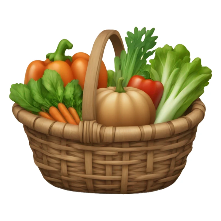 Brown basket with garden vegetables  sticker