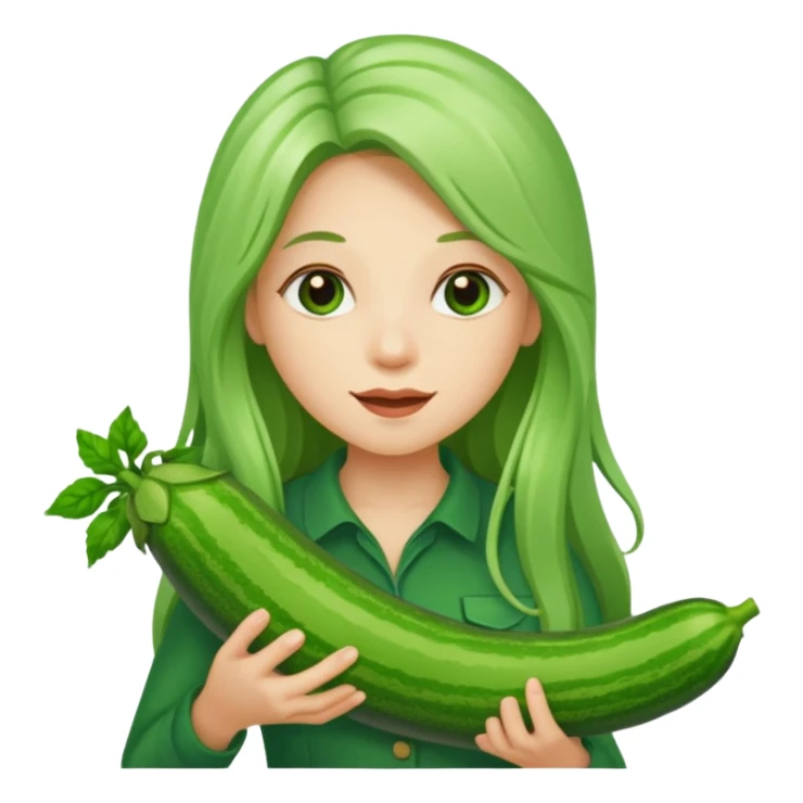 peppermint with long hair carrying a zucchini sticker