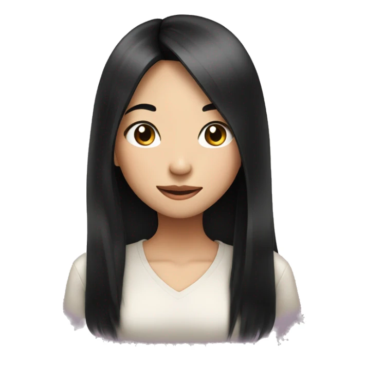 Long black hair asian girl winks sticker