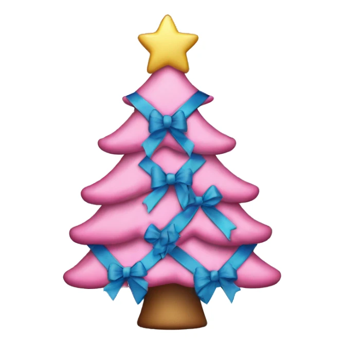 Pink Christmas tree with blue bows  sticker