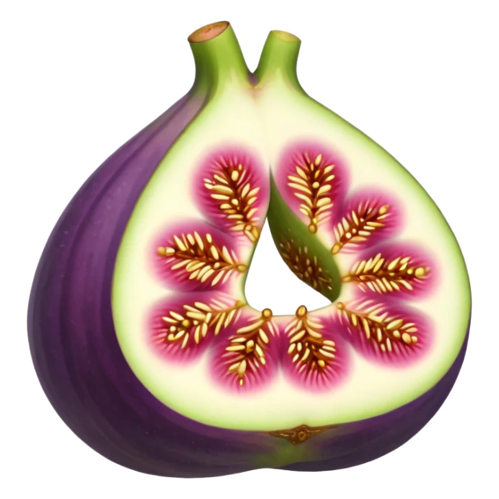 Please create a emoji of a single half of a fig with the internal seeds make it cute sticker