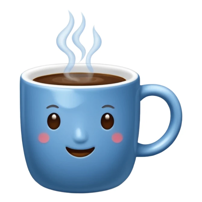 visibly steaming plain blue mug of coffee sticker