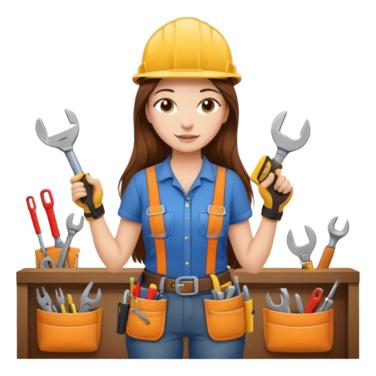 beautiful girl with long brown hair constructing new lounge room sticker