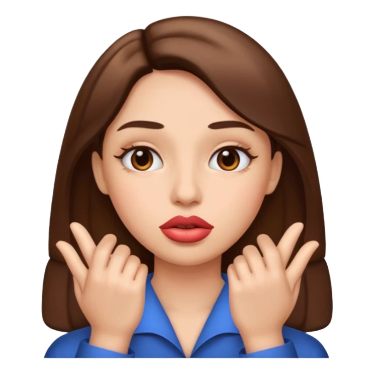 I want an emoji with big lips and hands with an judging vibe sticker