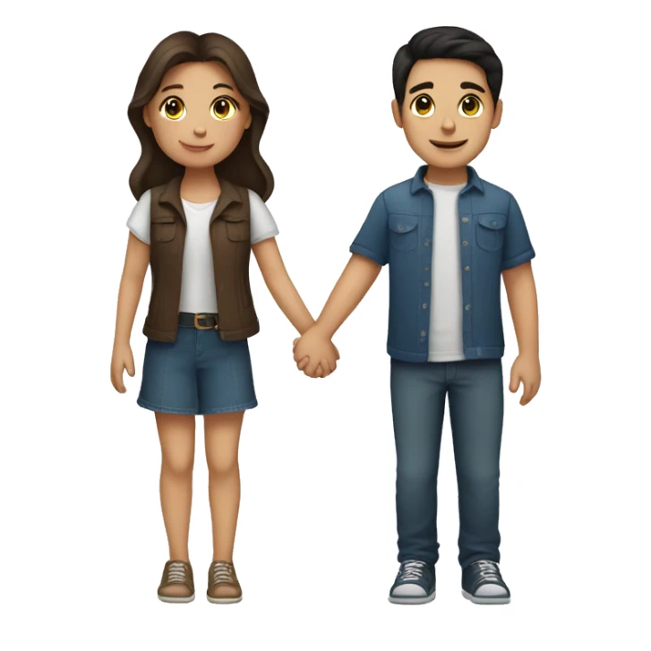 Brunette girl and boy holding hands  sticker