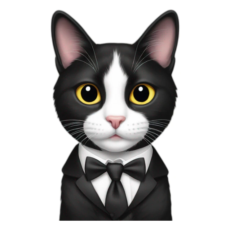 Tuxedo cat in tie, lot of black fur sticker