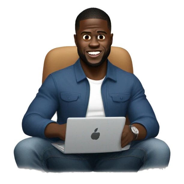 kevin hart sitting in a room working on laptop sticker