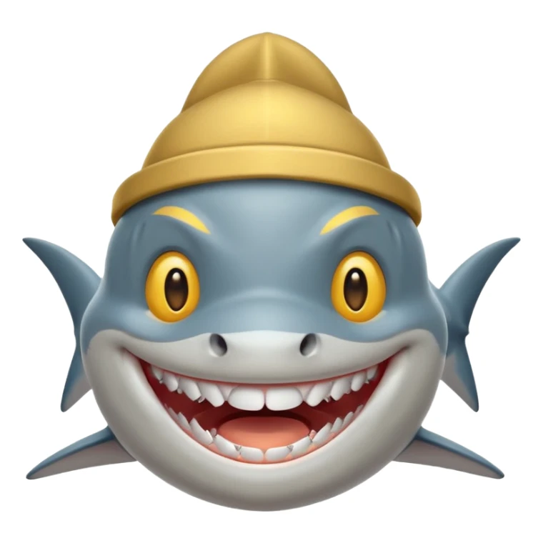 Shark with golden hat on his head smiling sticker