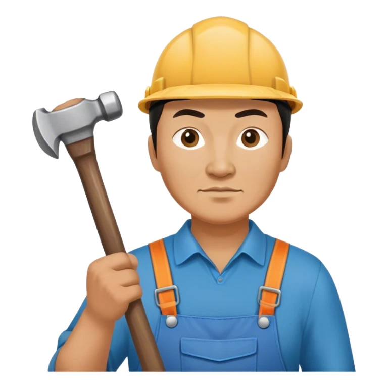 photorealistic kazakh worker middle age with 
hammer sticker