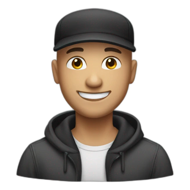 A bald guy with black cap smiling kindly sticker