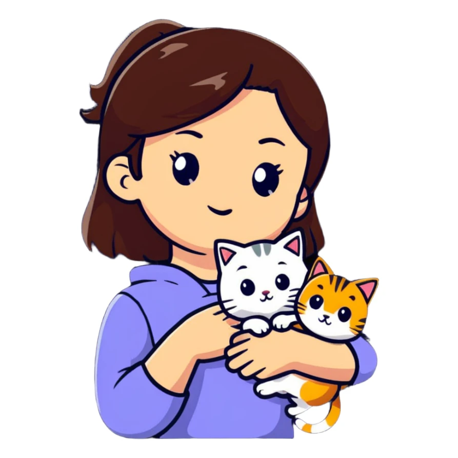 girl with cat sticker