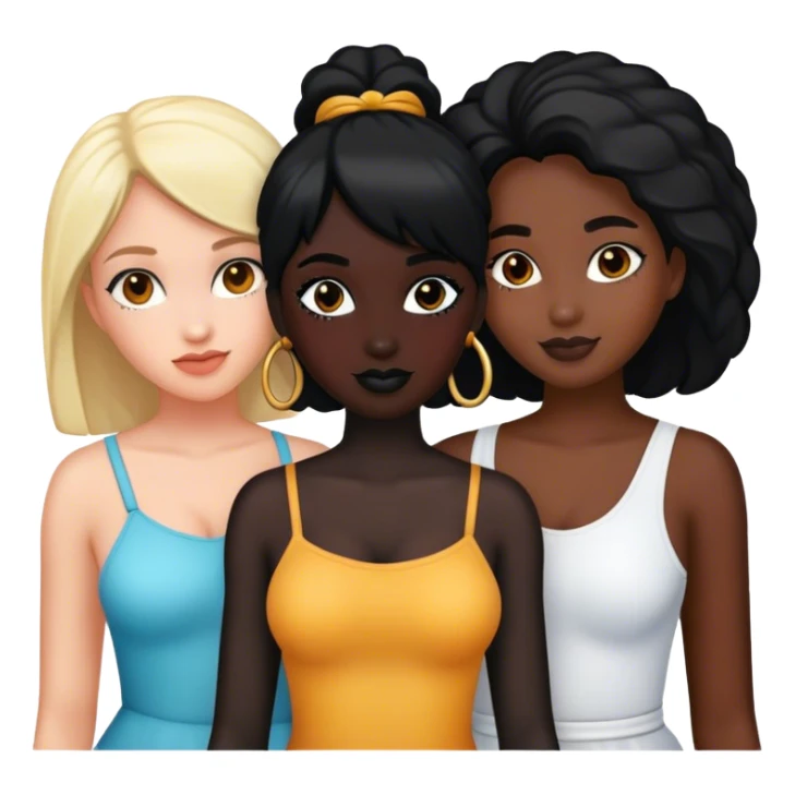 4 female friends, two are Latin one is black and one is white  sticker
