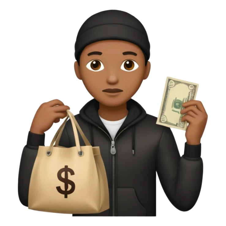 Ladrão com saco de dinheiro emoji eveito Mandela sticker