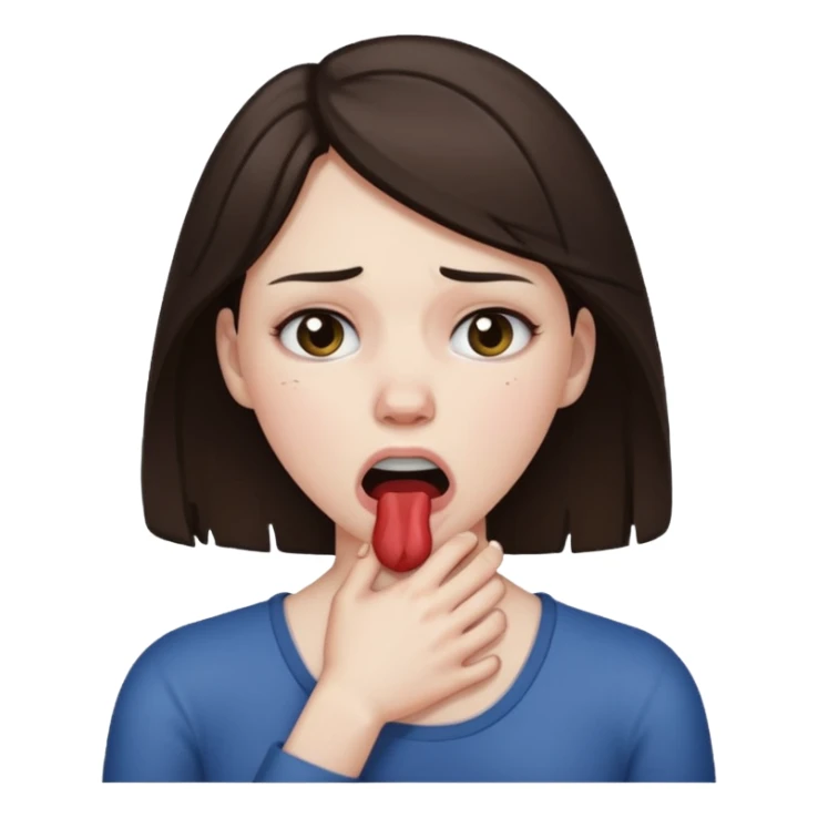 a brunette woman choking herself sticker