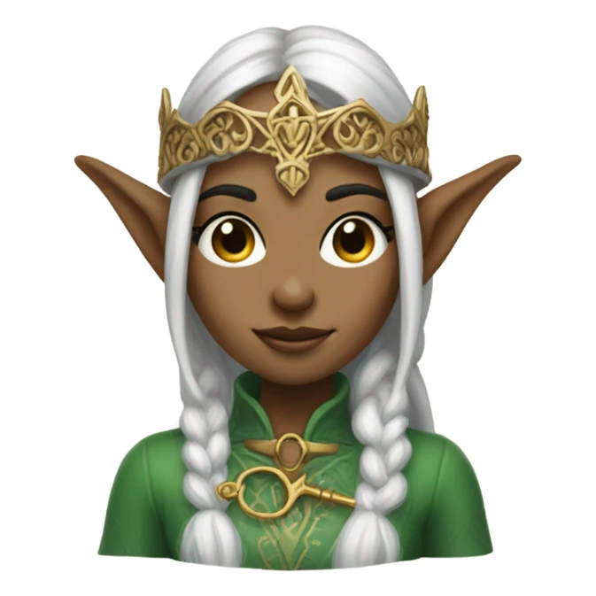 an elf woman login holding a big key sticker
