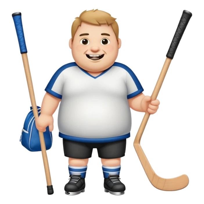 Fat Man with a hockey stick and a bag of teeth sticker