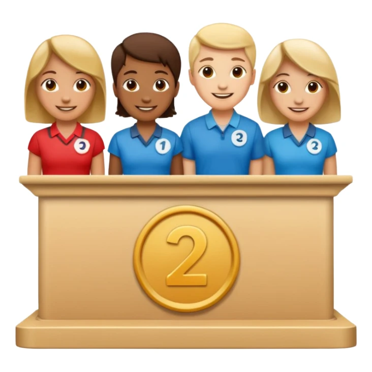 show people on podium in first, second and third place.  The podium should be labled 2, 1, 3 sticker