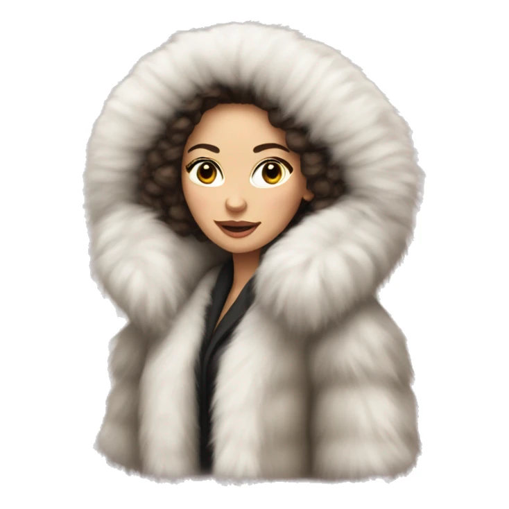 White brunette woman in giant fur coat sticker