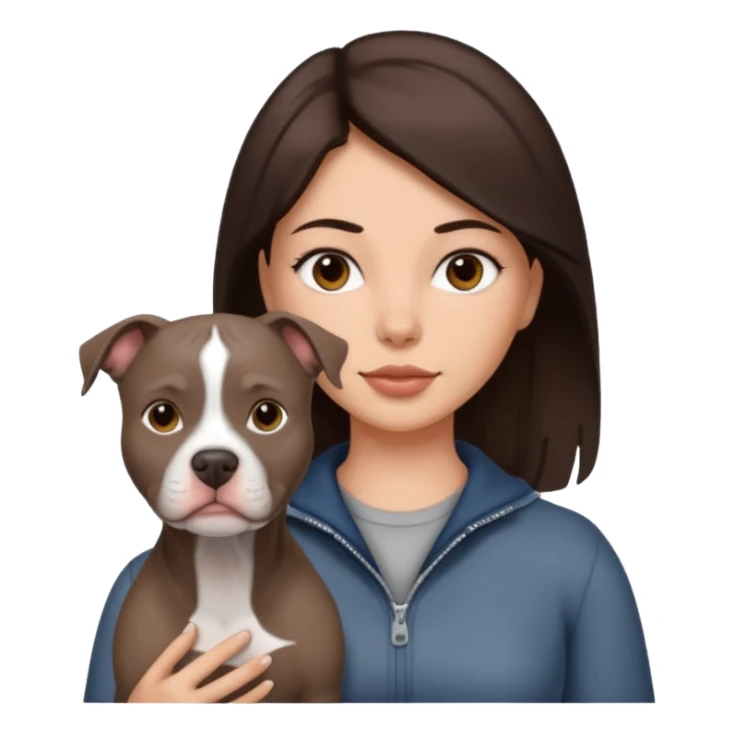 Grey pitbull with one darkBrown haired Girl  sticker
