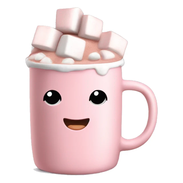 Light Pink mug of hot chocolate with marshmallows  sticker