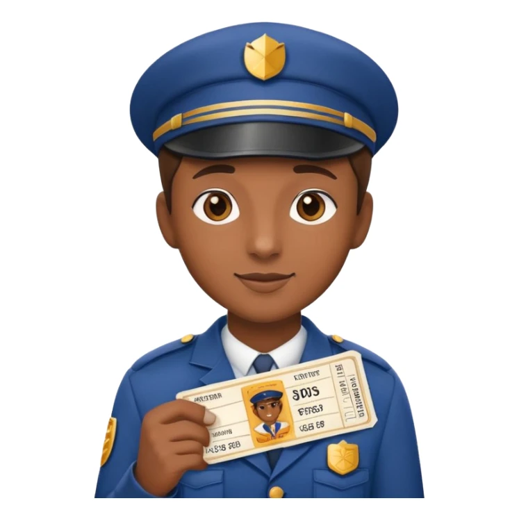 vendedora de boletos de cine, con uniforme y gorra, mostrando tickets sticker