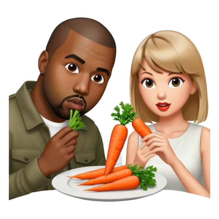 Kanye west eating carrots with taylor Swift  sticker