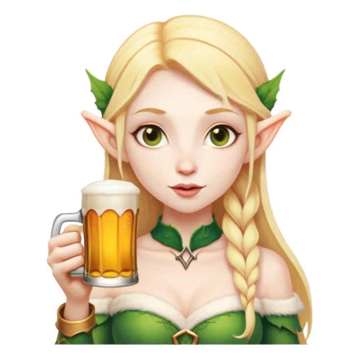 Elf woman ginger white holding beer sticker
