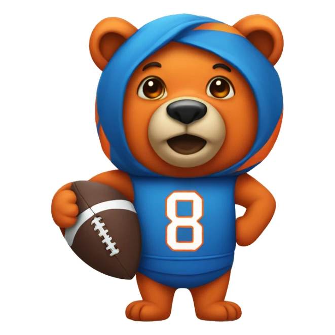 Blue and orange Bear with a football sticker