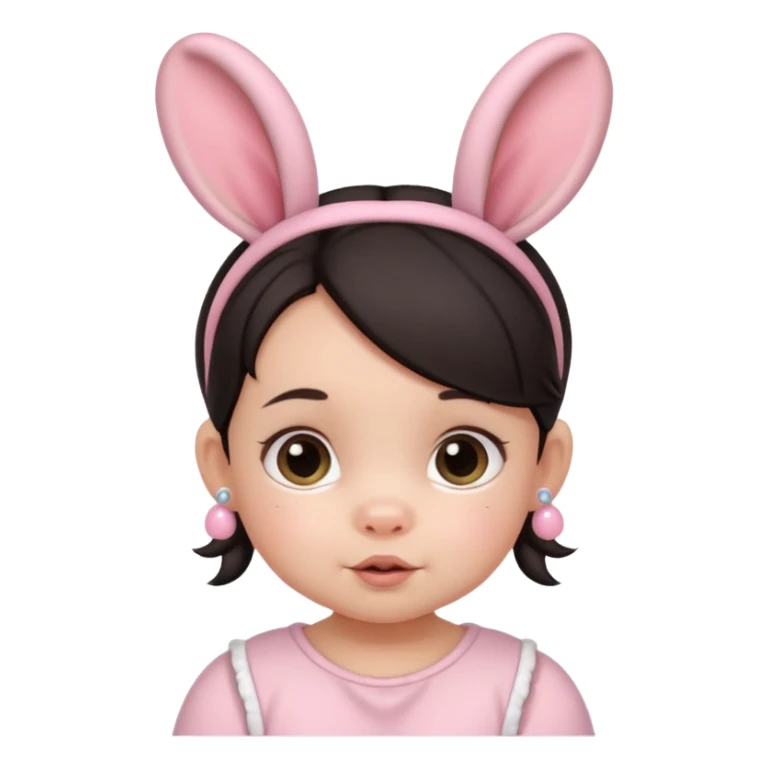 bunny ear accessory wearing baby dark haired piggy bun sticker