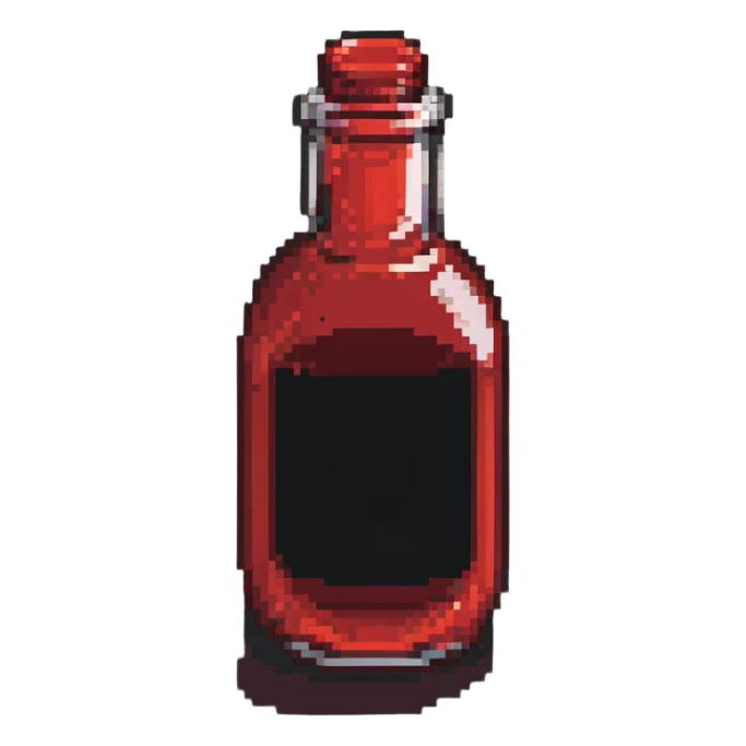 health potion with classic red liquid in a round bottle sticker