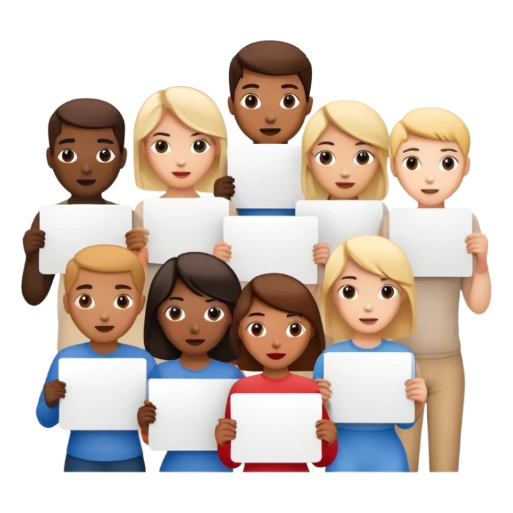 group of people standing holding signs sticker