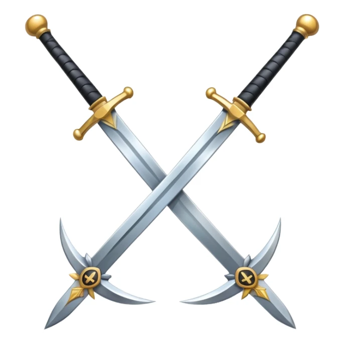 two crossed swords with the letter M sticker