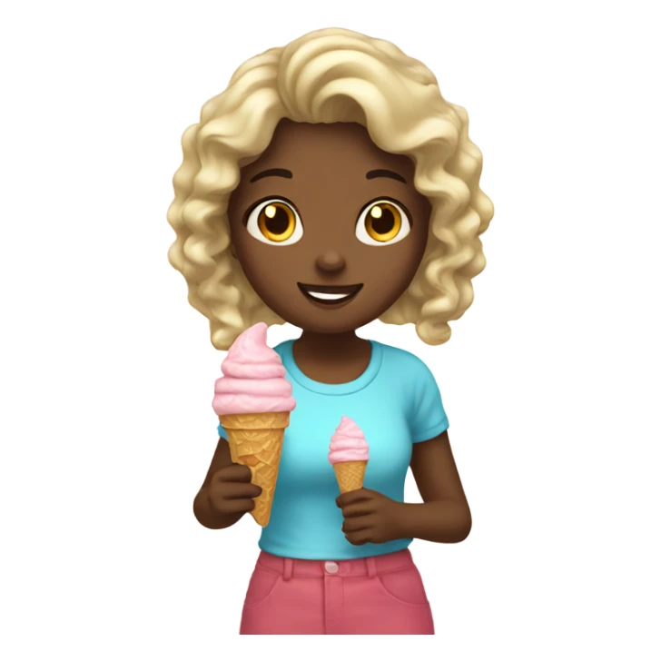 pretty girl eating ice cream cone sticker
