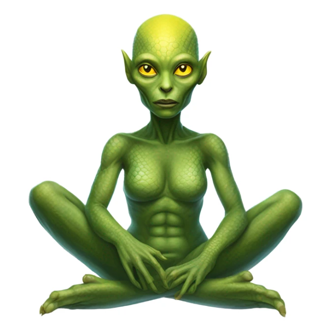a Reptilian alien woman,in meditation sticker