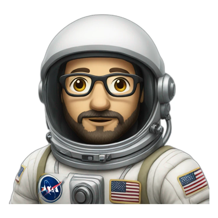 realistic caucasian astronaut with black beard and white glasses sticker