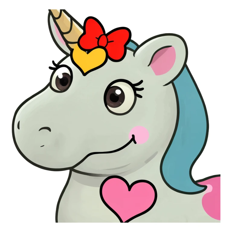 a unicorn with heart eyes wearing a minnie mouse bow sticker