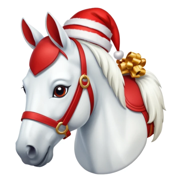 christmas new year's white horse with a red saddle sticker