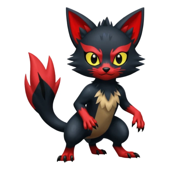 Sneasel-Litten-Zorua-Fakémon-hybrid-creature (full body)  sticker