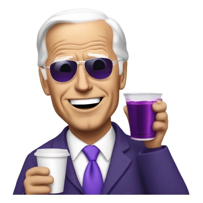 biden with purple drink in white cup sticker