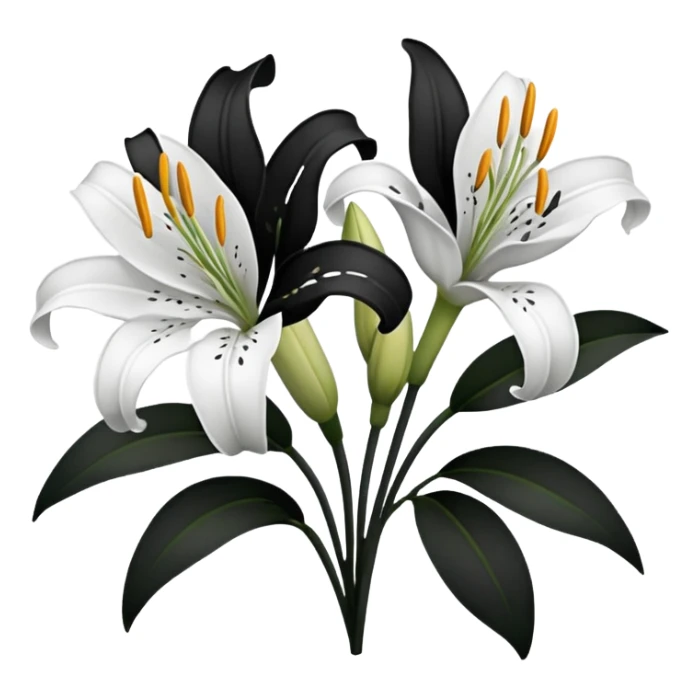 black and white lillies outline sticker