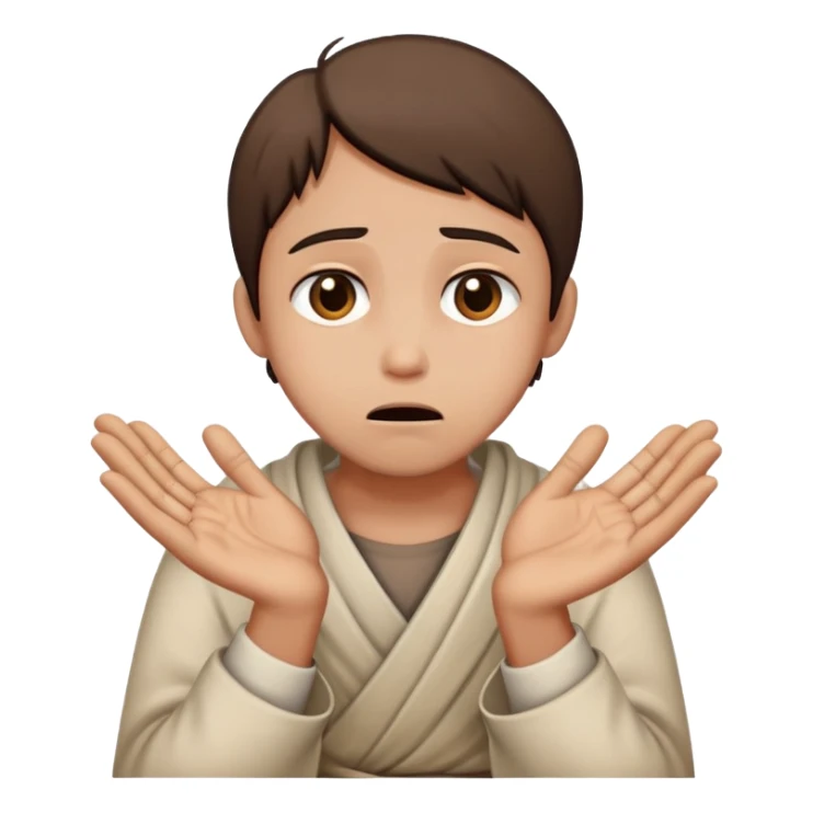 person begging for forgiveness with remorseful expression and pleading hands sticker