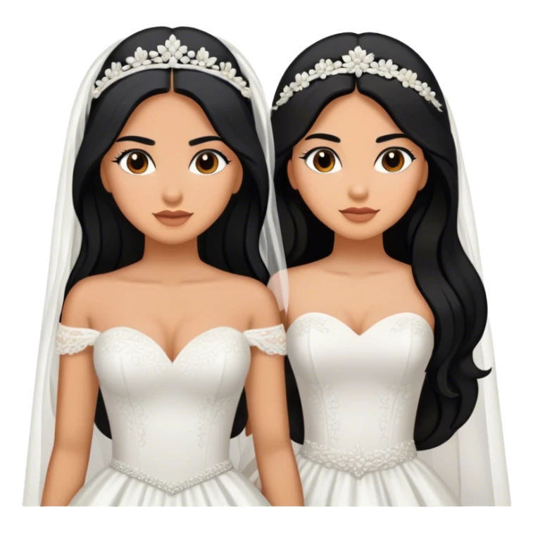 two hispanic women with long black hair getting married sticker